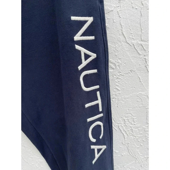 Nautica Mens Elastic Waist Drawstring Logo Fleece Sweatpants Blue Sz XXL - Picture 3 of 7